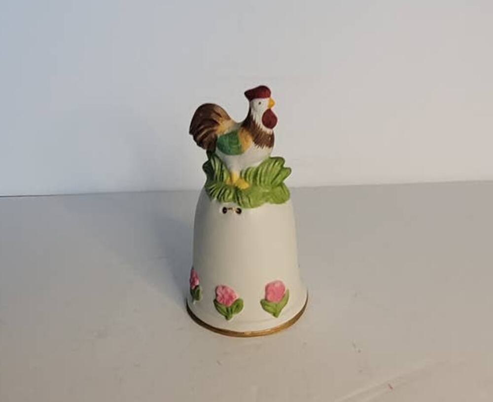 Vintage Chicken Bell Farmhouse Porcelain Collectible